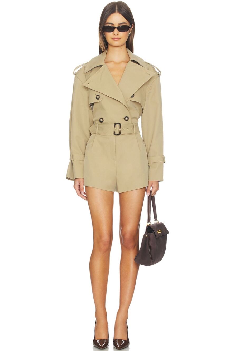Self-Portrait Beige Cotton Playsuit